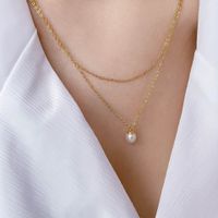 Elegant Geometrisch Süßwasserperle Titan Stahl Perlen Überzug Halskette main image 4