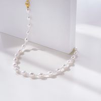 Elegant Geometrisch Süßwasserperle Titan Stahl Perlen Überzug Halskette sku image 3