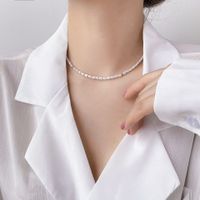 Elegant Geometrisch Süßwasserperle Titan Stahl Perlen Überzug Halskette main image 5