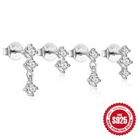 1 Set Simple Style Geometric Solid Color Plating Inlay Sterling Silver Zircon Ear Studs main image 5