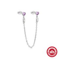 1 Pièce Style Simple Géométrique Forme De Cœur Couleur Unie Gland Placage Incruster Argent Sterling Zircon Boucles D'oreilles main image 6