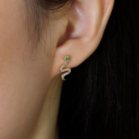 1 Pair Casual Simple Style Snake Plating Inlay Sterling Silver Rhinestones 18k Gold Plated White Gold Plated Ear Studs main image 5