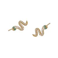 1 Pair Casual Simple Style Snake Plating Inlay Sterling Silver Rhinestones 18k Gold Plated White Gold Plated Ear Studs main image 4