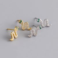 1 Pair Casual Simple Style Snake Plating Inlay Sterling Silver Rhinestones 18k Gold Plated White Gold Plated Ear Studs main image 1