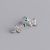 1 Pair Casual Simple Style Snake Plating Inlay Sterling Silver Rhinestones 18k Gold Plated White Gold Plated Ear Studs sku image 2