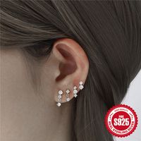 1 Set Simple Style Geometric Solid Color Plating Inlay Sterling Silver Zircon Ear Studs main image 3