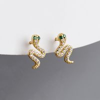 1 Pair Casual Simple Style Snake Plating Inlay Sterling Silver Rhinestones 18k Gold Plated White Gold Plated Ear Studs main image 3