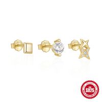 1 Set Simple Style Star Butterfly Plating Sterling Silver Ear Studs sku image 7
