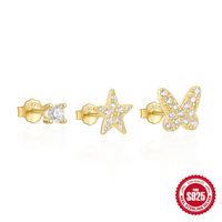 1 Set Simple Style Star Butterfly Plating Sterling Silver Ear Studs sku image 18
