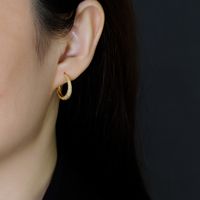 1 Pair Simple Style Geometric Plating Sterling Silver 18k Gold Plated White Gold Plated Hoop Earrings main image 5