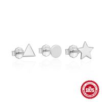 1 Jeu Style Simple Géométrique Star Lune Placage Argent Sterling Boucles D'oreilles sku image 2