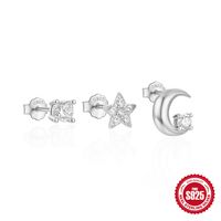 1 Satz Einfacher Stil Geometrisch Stern Mond Überzug Sterling Silber Ohrstecker sku image 15