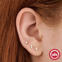 1 Set Simple Style Geometric Star Moon Plating Sterling Silver Ear Studs main image 2