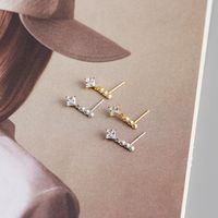 1 Pair Simple Style Geometric Plating Inlay Sterling Silver Rhinestones 18k Gold Plated White Gold Plated Drop Earrings main image 3