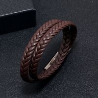 Simple Style Solid Color Pu Leather Plating Gold Plated Men's Bracelets main image 4