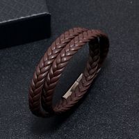 Style Simple Couleur Unie Faux Cuir Placage Plaqué Or Hommes Bracelets main image 4