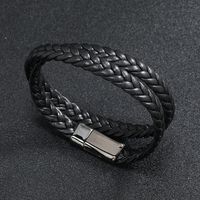Simple Style Solid Color Pu Leather Plating Gold Plated Men's Bracelets main image 2