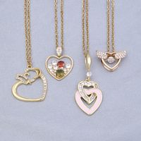 Wholesale Simple Style Heart Shape Key Stainless Steel Copper Enamel Plating Inlay Zircon Pendant Necklace main image 3