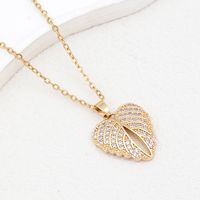 Wholesale Simple Style Heart Shape Key Stainless Steel Copper Enamel Plating Inlay Zircon Pendant Necklace main image 7