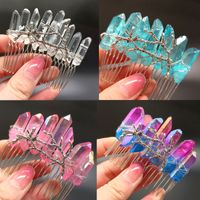 Women's Vintage Style Crown Natural Stone Crystal Handmade Insert Comb main image 6
