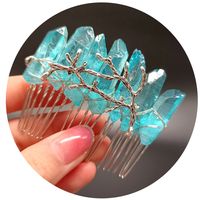 Women's Vintage Style Crown Natural Stone Crystal Handmade Insert Comb main image 5