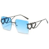 Hip-hop Streetwear Heart Shape Solid Color Pc Square Full Frame Women's Sunglasses main image 3