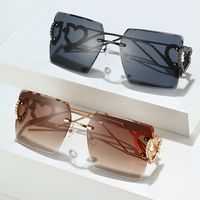 Hip-hop Streetwear Heart Shape Solid Color Pc Square Full Frame Women's Sunglasses main image 2