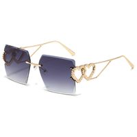 Hip-hop Streetwear Heart Shape Solid Color Pc Square Full Frame Women's Sunglasses sku image 3