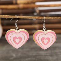 1 Pair Cute Simple Style Heart Shape Printing Pu Leather Drop Earrings sku image 1