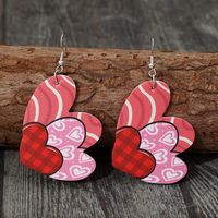 1 Pair Cute Heart Shape Printing Pu Leather Drop Earrings main image 5