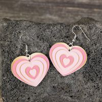1 Pair Cute Simple Style Heart Shape Printing Pu Leather Drop Earrings main image 4
