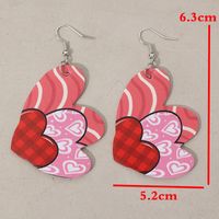 1 Pair Cute Heart Shape Printing Pu Leather Drop Earrings main image 2