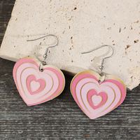 1 Pair Cute Simple Style Heart Shape Printing Pu Leather Drop Earrings main image 3