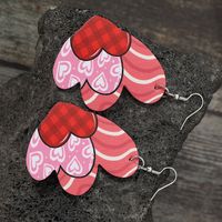 1 Pair Cute Heart Shape Printing Pu Leather Drop Earrings main image 3