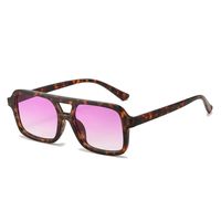 Basic Gradient Color Cheetah Print Ac Square Full Frame Women's Sunglasses sku image 7