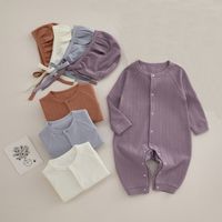 Basic Solid Color Cotton Baby Rompers main image 3