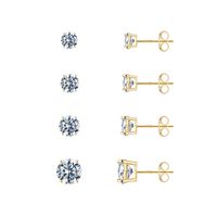 1 Set Cute Sweet Solid Color Plating Inlay Copper Zircon 14k Gold Plated Rose Gold Plated White Gold Plated Ear Studs sku image 7