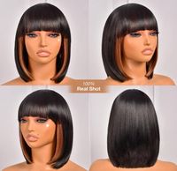 Women's Simple Style Street High Temperature Wire Bangs Short Straight Hair Wigs main image 3