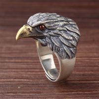 Retro Eagle Copper Plating Inlay Artificial Gemstones Men's Open Rings sku image 1