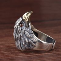 Retro Eagle Copper Plating Inlay Artificial Gemstones Men's Open Rings main image 5
