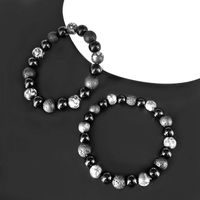 Retro Round Volcanic Rock Glass Snowflake Stone Beaded Knitting Bracelets main image 6