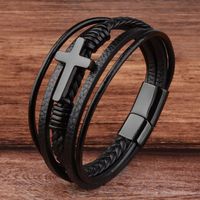 Rétro Style Simple Traverser Faux Cuir Tricot Placage Hommes Bracelet main image 1