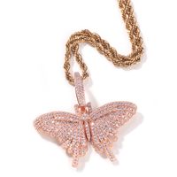 Hip-hop Butterfly Copper Plating Inlay Rhinestones Pendant Necklace main image 3