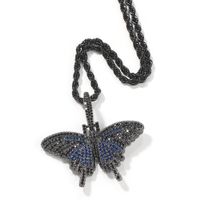 Hip-hop Butterfly Copper Plating Inlay Rhinestones Pendant Necklace sku image 3