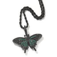 Hip-hop Butterfly Copper Plating Inlay Rhinestones Pendant Necklace sku image 8