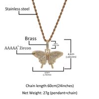 Hip-hop Butterfly Copper Plating Inlay Rhinestones Pendant Necklace main image 2