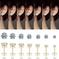 1 Set Cute Sweet Solid Color Plating Inlay Copper Zircon 14k Gold Plated Rose Gold Plated White Gold Plated Ear Studs main image 6