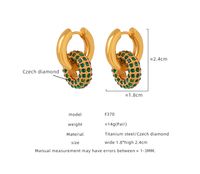 1 Pair Casual Simple Style Circle Plating Inlay Titanium Steel Artificial Diamond 18k Gold Plated Hoop Earrings main image 2