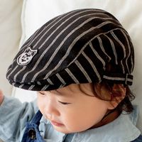 Children Unisex Retro Simple Style British Style Stripe Beret Hat main image 1