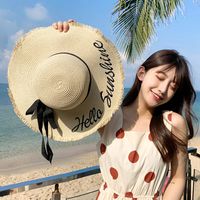 Women's Elegant Lady Solid Color Flat Eaves Straw Hat main image 5